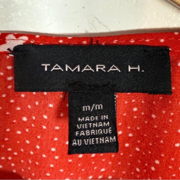 Tamara H. Red Floral Wrap Blouse - Size M - Picture 4 of 8
